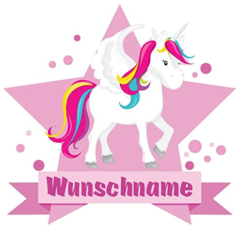 Samunshi® Großes Einhorn Aufkleber mit Namen Autoaufkleber Namensaufkleber Kinder - 15x13,1cm mehrfarbig