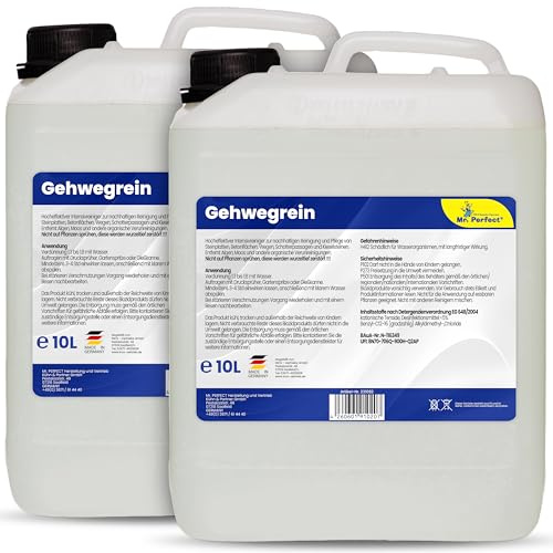 Mr. Perfect Intensiver Wegerein 2x10 Liter | Flechtenentferner für Pflastersteine, Terrassenplatten & Beton | Steinreiniger Intensiv Aussen entfernt Verschmutzungen zuverlässig| Made in Germany