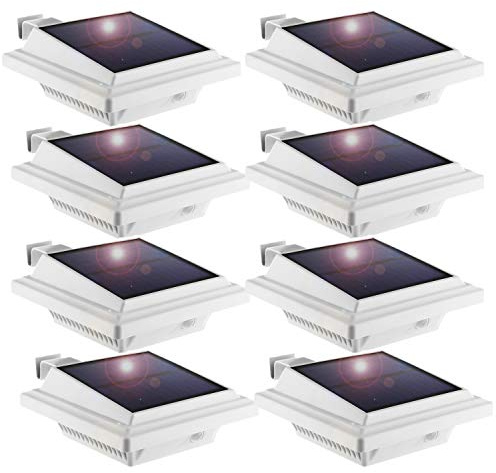KEENZO Solar Gutter Fence Lights, 25 LEDs Solar Powered Lights, Outdoor Garden Wall Solar Security Lights for Driveway, Path, Front Door, Balcony,Terrace, Yard (Cold-White Light, Pack of 8)