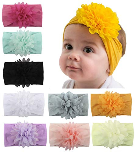 Toptim Baby Head Wrap Chiffon Flowers Newborn Infant Soft Nylon Headbands