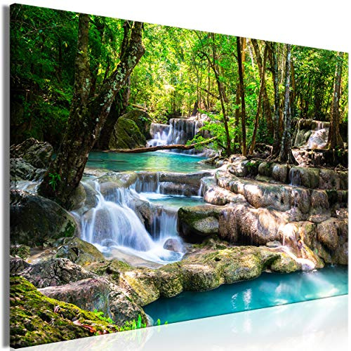 decomonkey Mega XXXL Bilder Wasserfall, 160x80 cm, 1 Teilig, Wald, Natur | Wandbild, Leinwand, Selbstmontage DIY, Einteiliger XXL Kunstdruck, zum Aufhängen, Landschaft