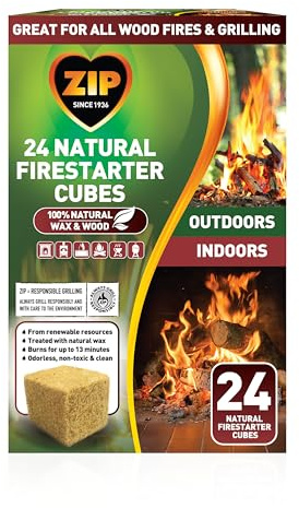 Zip 100536000 Natural Firestarter Cubes 24 Count, White Label