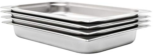 vidaXL 4x Contenitori Gastronorm Impilabili Universali Rettangolari Atossico Teglie Cucina 1/1 65 mm in Acciaio Inox Argento