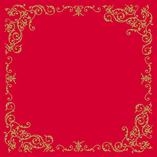 Tischdecken aus Airlaid | Mitteldecken 80 x 80 cm | Mank Einmal-Tischdecke für Gastronomie und Feiern | 20 Stück | Pomp (Rot-Gold)