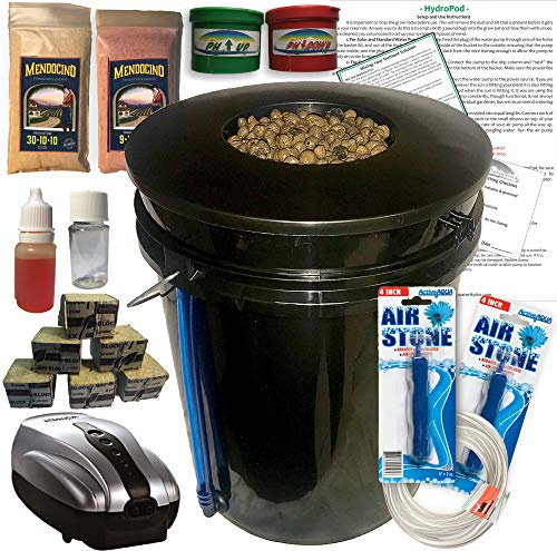 The Atwater HydroPod - DWC Deep Water Culture Garden System Kit - Cuve à bulles de 5 gallons - Bubbleponics - Nutriments et kits de réglage sont inclus.