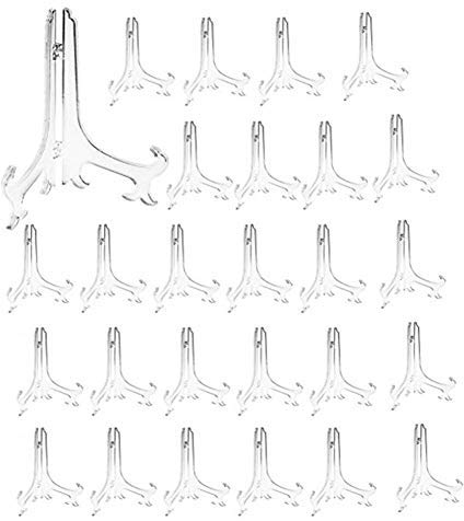 15,2 cm genomskinliga plast stafflier eller stativ/tallrikshållare för att visa bilder eller andra föremål vid bröllop, heminredning, födelsedagar, bord (24-pack)