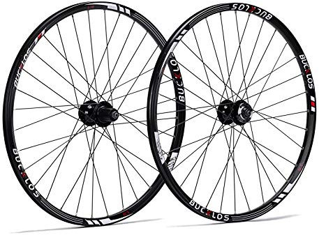 BUCKLOS 【US-Lager】 MTB Laufradsatz 26 Zoll Schnellspanner Scheibenbremse 32H Mountainbike Räder, hochfeste Aluminiumlegierung Felge schwarz Fahrrad Rad, geeignet 7-11 Gang Kassette Mountainbike