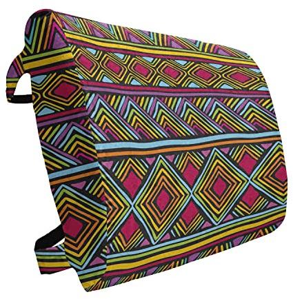 Ambesonne African Lumbar Back Support Pillow, Colorful Diamond Motifs with Angled Lines Lively Palette Geometric Borders, High Density Foam for Office Chairs Car Seats, 14 x 13, Multicolor