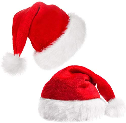 LYTIVAGEN 2 Stück Weihnachtsmützen Kinder Nikolausmützen Plüsch Weihnachten Hut Weihnachtsmann Mütze Weiche Santa Hut Santa Verdickt Warme Santa Mütze für Kinder Weihnachten Deko