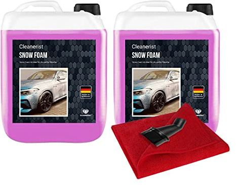Cleanerist Snow Foam PINK inkl. Ausgießer & Microfasertuch I Konzentrat | Für Wohnwagen & Caravan geeignet| Autoshampoo I Foamer I Aktivschaum I 2x10 Liter I Schaum Shampoo