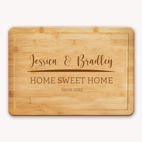 Housewarming Personalised Chopping Board - Home Sweet Home Custom Names & Date Since Design
