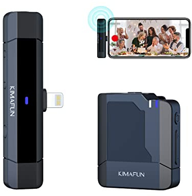 KIMAFUN Microphone Cravate sans Fil 2.4G pour i_Phone, Micro Lavalier Surveillance en Temps Réel pour Caméra, Reflex Numérique, Smartphone, Youtube, Tiktok Diffusion en Direct, G50-5(1TX+1RX)