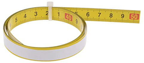 sourcing map Self Adhesive Tape Measure 100cm Metric Middle to Both Sides Reading Waterproof Sticky Steel Ruler Tape Backed ruler for Workbench Sewing Saw Drafting Table, Yellow