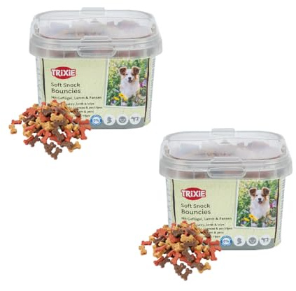 Trixie Soft Snack Bouncies | Doppelpack | 2 x 140 g | Leckerlis für kleine Hunde und Welpen | Mit Geflügel, Lamm und Pansen | Kleine und weiche Leckerlis ohne Zuckerzusatz