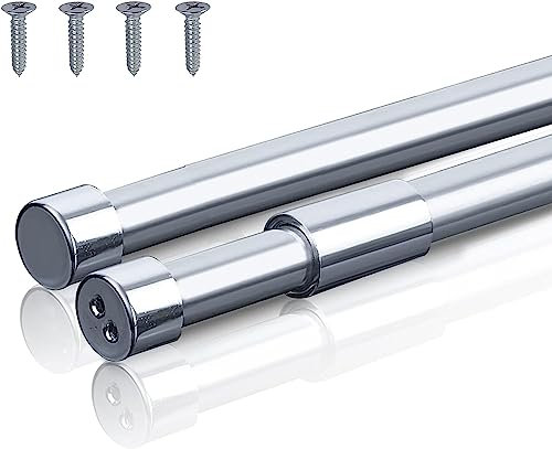 2PCS Extendable Wardrobe Rail 42-72cm, Clothes Rail Pole for Wardrobe, Adjustable Wardrobe Rail Pole Stainless Steel with Flange Base and Screws