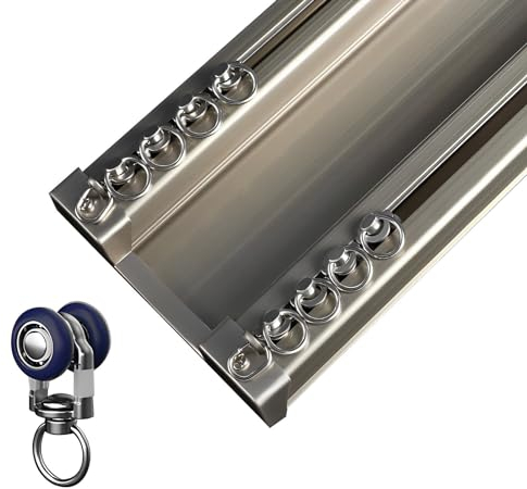 DeckenVorhangschiene, Vorhangschienen-Set Mit 2-läufige Gardinenschiene, Aluminium Orhangstange, Vorhangschienen Mit Silentstreifen(Color:Champagne,Size:3m/10FT/2 * 150cm)