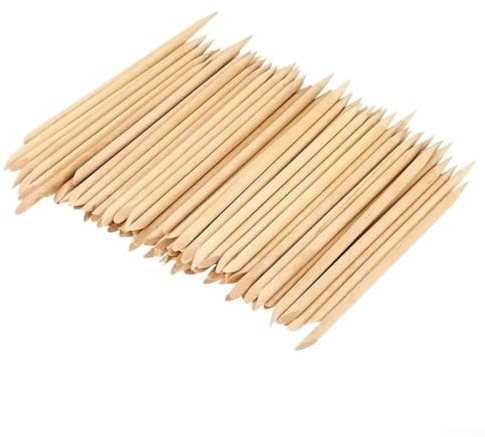 Palillos de madera naranja para manicura y pedicura, empujador de cutículas de doble extremo, herramientas de agarre antideslizante para limpiar debajo de las uñas, removedor de callos (50 unidades)