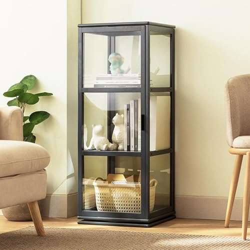 Drehbares Bücherregal Aus Acryl Mit 3 Ebenen - Durchsichtiges, Drehbares Bücherregal, Um 360 Grad Drehbares Bücherregal Mit Griff, Geeignet Für Schlafzimmer, Wohnzimmer, Arbeitszimmer
