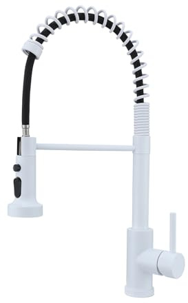 MIFULY White Kitchen Tap | Pull Out Sprayer, Commercial, 360 Swivel
