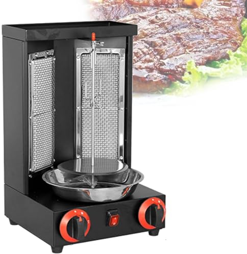 DPLWJPP Kebab Maquina Giratoria Eléctrica,Horno De Barbacoa De Asador Vertical Giratorio De 360°,Máquina De Gas Barbacoa De Mesa,para Pollo Turquía Tacos Kebap,A-Black