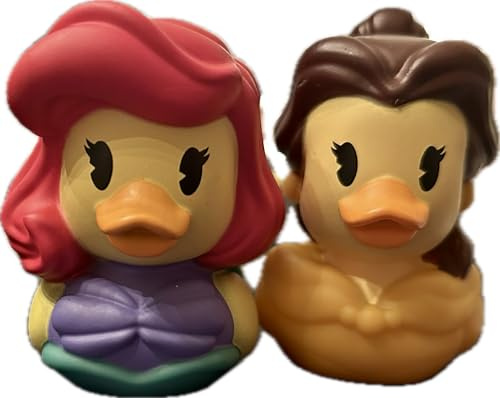 Just Play Rubber Ducks - Disney's Duckalooz, Ariel and Belle, 2.5 Bath Tub Toys for Kids