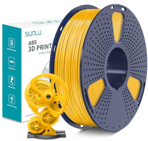 SUNLU ABS Filament 1,75 mm, Hoch Temperaturbeständiges 3D Drucker Filament, Hohe Festigkeit und Schlagfest, Langlebig 3D Druckfilament Für die Meisten FDM 3D Drucker, 1 kg Spule, Echtes Gelb