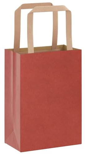 vidaXL Papiertragetaschen 250 Stk., Papiertüten mit Henkeln, Kraftpapiertüten, Geschenktüten für Einkaufen Hochzeiten Verpackungen Partys Geburtstag Weihnachten, Rot 15x8x21cm
