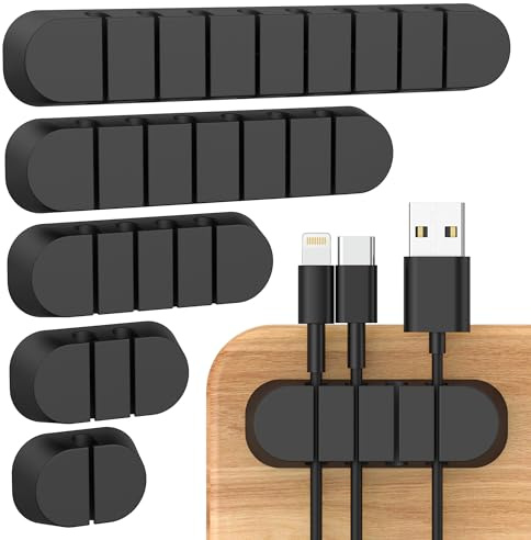 Kabelhalter Kabelclips, 5 Stück Kabelmanagement, Mit 2 Farben von Kabel Organizer für Schreibtisch, Netzkabel, USB Ladekabel, Ladegeräte, Audiokabel, Büro und Privatanwender