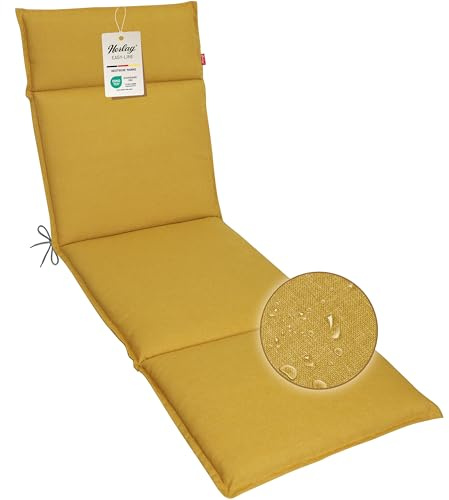 Herlag Gartenstuhlauflage Bea Liege 190x60x4,5cm - Wasserabweisende Gartenmöbelauflage mit Fleckschutz Stärke 4,5cm - Polster für Sonnenliege - Easy-Line - Öko Tex 100 - Senfgelb