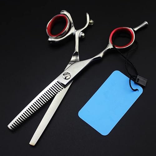Haarschneideschere mit drehbarem Daumen, 5,5 Zoll, professioneller japanischer 440c-Stahl, für Linkshänder, drehbar, Haarschnitt, Effilierschere, Friseurschere
