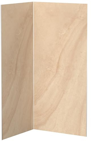 AUPROTEC Aluverbundplatte 3mm Bourgogne Hellbeige 2er Set Wandverkleidung 2100 x 900 mm Aluminium Duschrückwand inkl. Profile 1x Inneneck, 2x Abschluss, 1x Verbinder, Silber Eloxiert