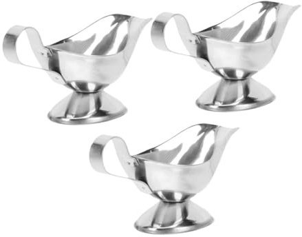 YOSADIER 3piezas Jarras De Salsa De Acero Inoxidable Para Aderezos y Salsas Casa o Restaurantes Elegante Contenedor De Condimentos Para Comidas Western y Fusión