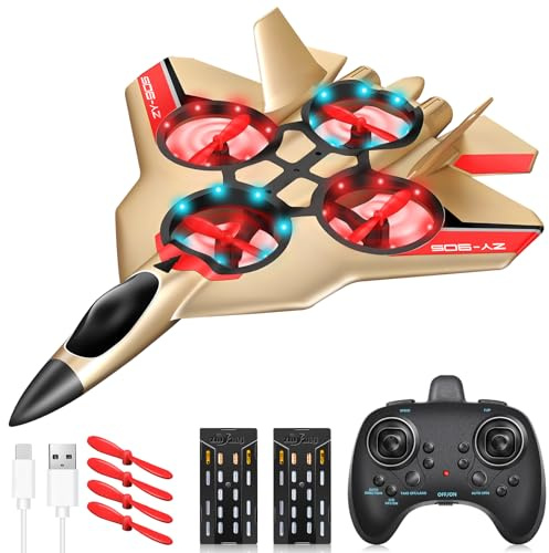 JONRRYIN Avion télécommandé Enfants, 2,4 GHz Avion RC avec LED, Radiocommandé Jouets Volants pour Enfants avec Gyroscopique à 6 Axes, Planeur Volant Jouet pour Enfants Anniversaire Noël Fête Cadeaux