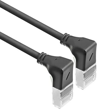 ACT CAT6A LAN Kabel Dünn U/UTP, gewinkelt doppel unten, 0,15M - DA5930 | Kaltgerätekabel Verlängerung, C13 Buchse nach 14 Stecker, für PDU, Server, Netzwerkgeräte