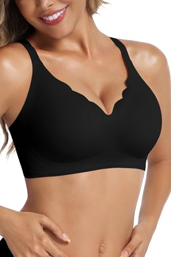Vtelor Bügelloser BH Damen Ohne Bügel Nahtloser Push up BH Große Brüste Starker Halt Seamless BHS Soft Bra Bequemer Bustier Gepolstert Bralette