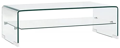 Tomostar Table Basse, Table de Salon Clair 98x45x31 cm Verre trempé