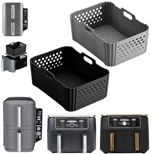 2 Unidades Molde Silicona Freidora de Aire, Accesorios Air Fryer de Gran Capacidad, Compatibles con Ninja 9,5L/10,4L, Princess 10L, Cosori 10L, Silicona Alimentaria,Resistentes al Calor