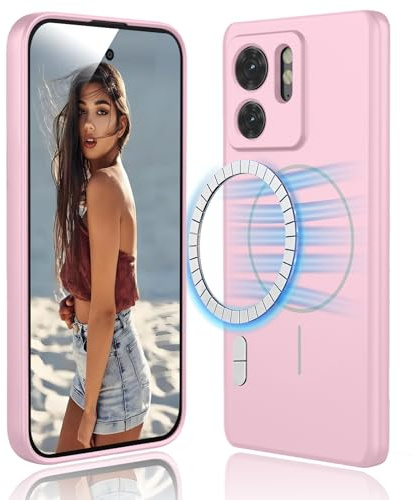 DESSEN Funda Magnetica para Motorola Moto Edge 40 5G (Not for 40 Neo) - Carcasa de Silicona Líquida Suave, Antigolpes Protector Camara Móvil Case, Compatible con Accesorios Magnéticos, Rosa