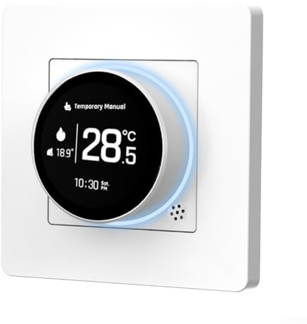 Termostato intelligente WiFi con manopola, termostato intelligente programmabile per riscaldamento a pavimento, regolatore di temperatura per caldaia a gas e acqua, schermo TFT rotondo da 1,8 pollici