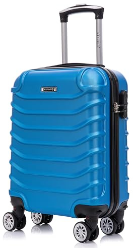 R.Leone Valigia EasyJet 45x36x20 cm Trolley Bagaglio a mano in ABS 4 ruote smontabili 2026 (Azzurro Scuro, XS Bagaglio low cost)