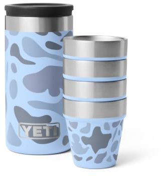YETI Shot Glasses with Carrying Case, Set of 4, Blue Camo