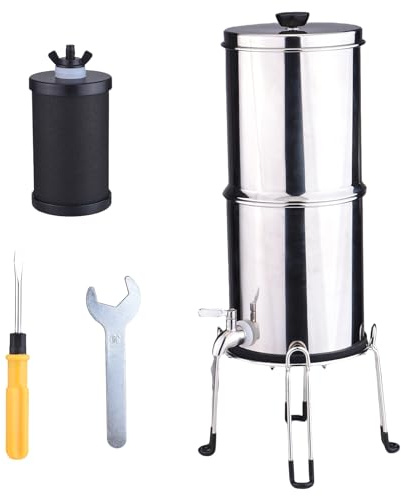 Sorandy Système de Filtre à Eau de 1 Gallon, Filtre à Eau en Acier Inoxydable de qualité Alimentaire, Purificateur d'Eau Haute capacité avec Longue Durée, Idéal pour la Maison, le Camping, la