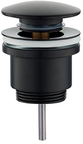 Schläfer 4051101- Piletta di scarico click-clack in Ottone Nero Opaco Misure 11/4 universale con tappo tondo per Lavabo Bagno e Bidet, Tappo di Scarico 4051101 per Lavandino