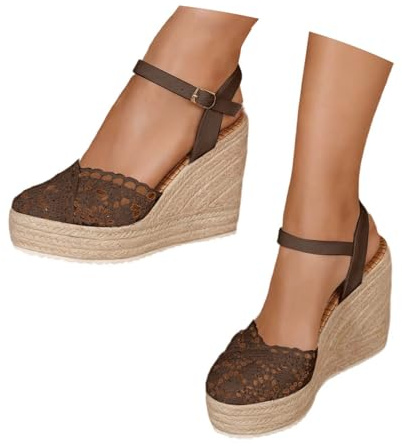 Cuñas Esparto Mujer Verano Alpargatas Vestir Esparteñas Elegantes Sandalias Altas Sandals Plataforma Zapatos Cerradas por Delante Calzado Hebilla Zapatillas Comodas Sapatos Tallas Grandes Shoes