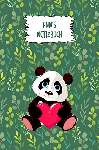 Ann: personalisiertes Panda Notizbuch / Tagebuch / Journal mit Vornamen (120 leeren linierten Seiten A5)