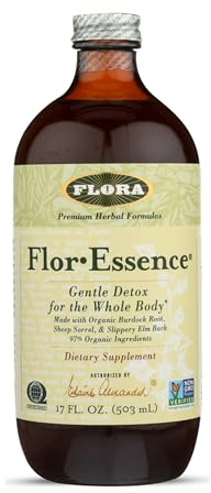 Flora Health Flor-Essence Liquid Tea Blend - Ancient 8-Herb Formula - Natural Full Body Cleanse & Detox - Organic Ingredients - Pure Vegan Formula - Burdock Root, Sorrel, Slippery Elm, Kelp - 500mL