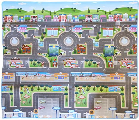 Prince Lionheart Play Mat | Double-Sided | Interactive Illustrations | Small World Play | Tummy Time | Waterproof | Wipe Clean | Indoor & Outdoor | Durable | 2.0m x 1.8m - City & Alphabet Design