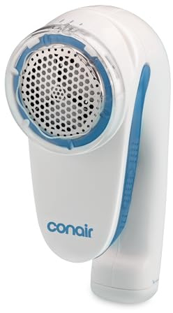 Conair Fabric Shaver and Lint Remover, Battery-Operated Portable Clothes Shaver with 3 Settings, Fuzz Remover for Sweaters, Clothing and Furniture, Large 2-Inch Shaving Head, White