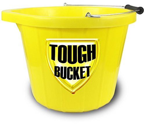 CrazyGadget® Super Heavy Duty Yellow Builders Bucket Plastic 3 Gallon 15 Litre 15L Strong Water Mixing Storage (5 Years Guarantee) (1)
