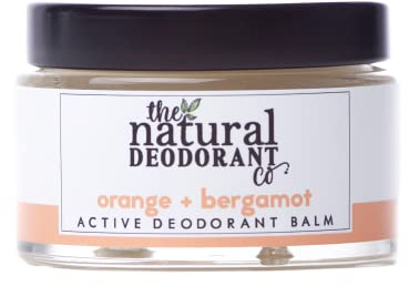 The Natural Deodorant Co, Active Deodorant Balm Orange & Bergamot 55g, Aluminium Free, Plastic Free, Extra Strength